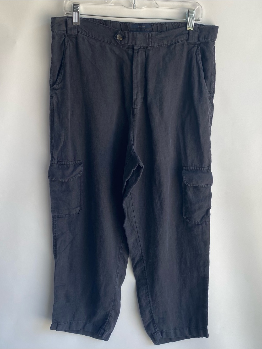 Rachel Roy loose linen cargo pant relaxed summer scandi dark grey wash XL